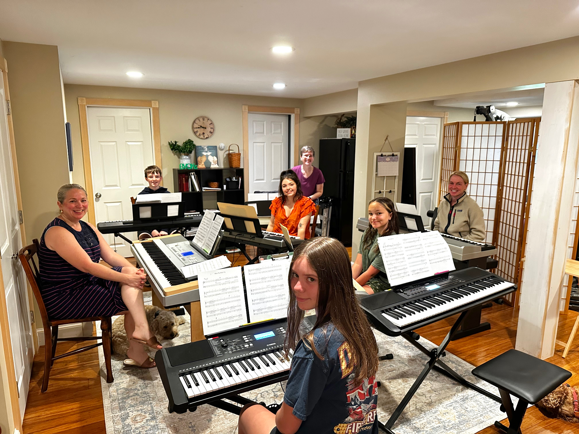 Students learning together in an ensemble group